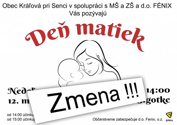 deň matiek - zmena