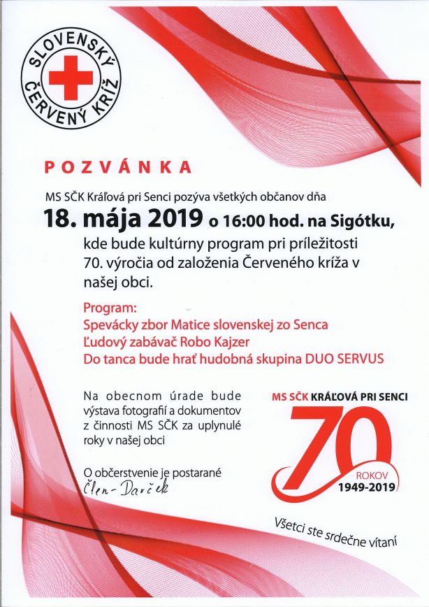 70. výročie založenia červeného kríža